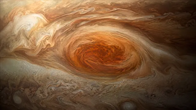 Remolino de tormenta gigante en el cielo naranjado