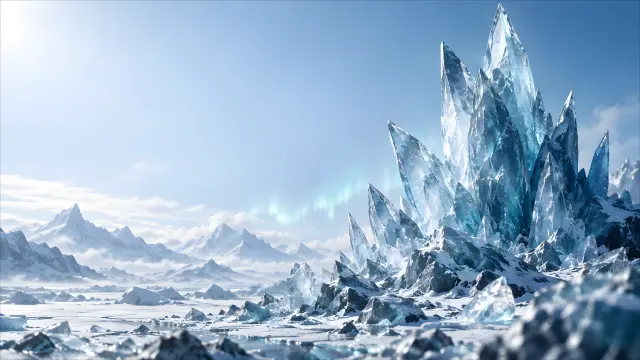 Paisaje fantástico de cristal en la nieve
