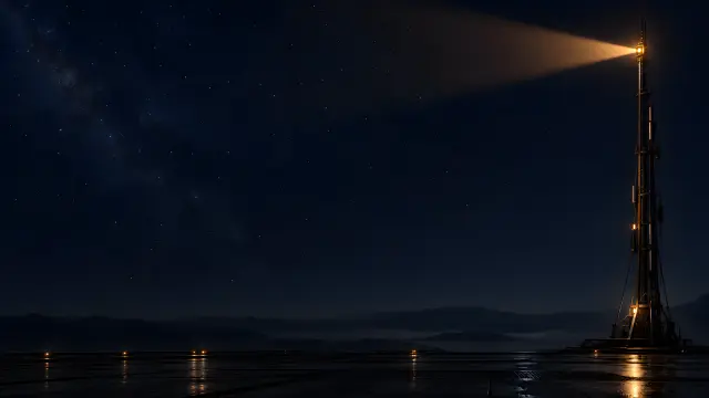 Fondo de pantalla de torre espacial bajo la Vía Láctea