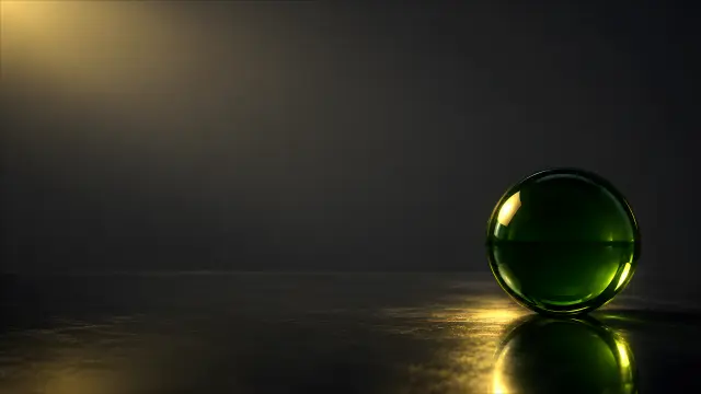 Fondo de pantalla abstracto con esfera de vidrio verde
