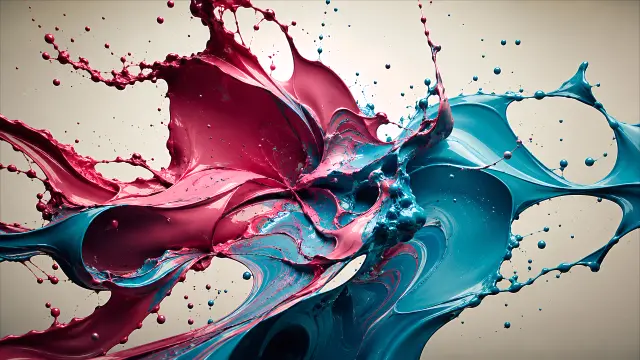 Salpicadura de pintura azul y rosa abstracta