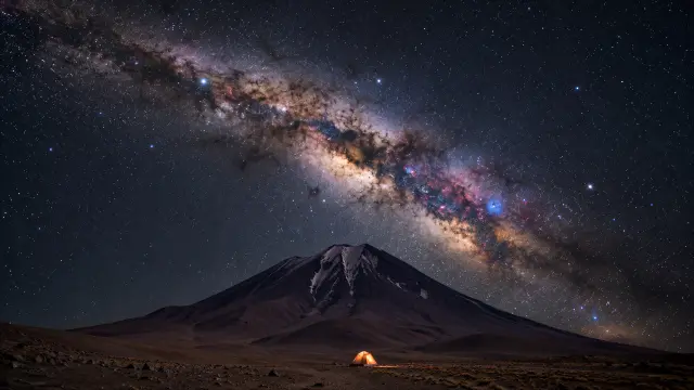 Montaña y Vía Láctea Nocturna