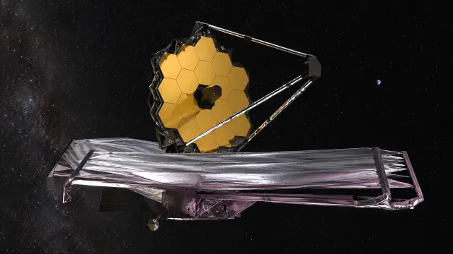 Telescopio espacial en el espacio profundo