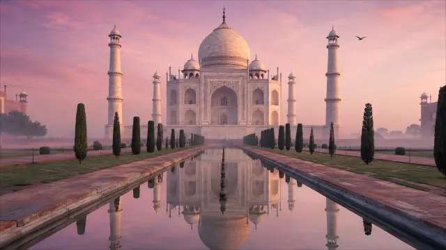Mausoleo Taj Mahal al amaner en calma