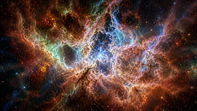 Nebulosa brillante en el espacio profundo con estrellas