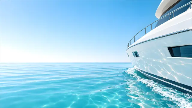Fondo de pantalla de yate blanco en mar turquesa y cielo azul